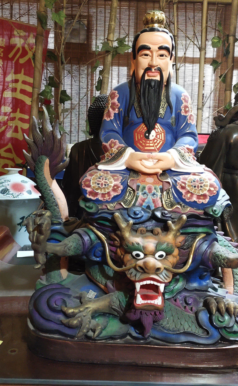 26寸玉清元始天尊带骑神像摆件道教始祖家居摆件