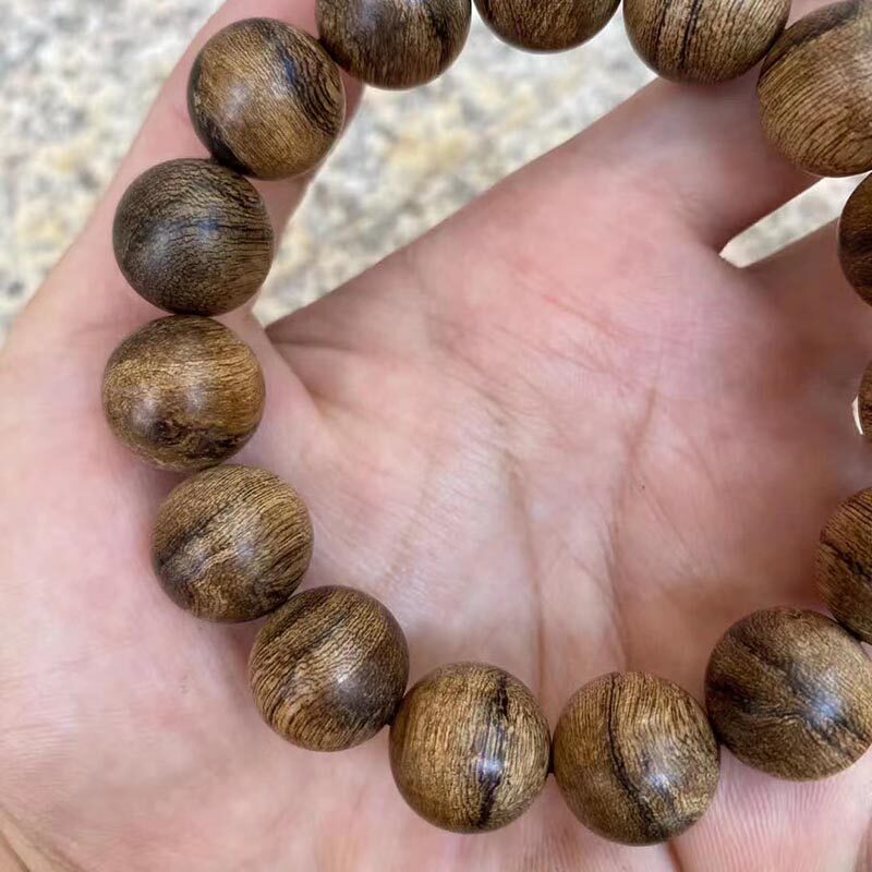 达拉干沉香油14mm佛珠手串香味天然沉香圆珠手串