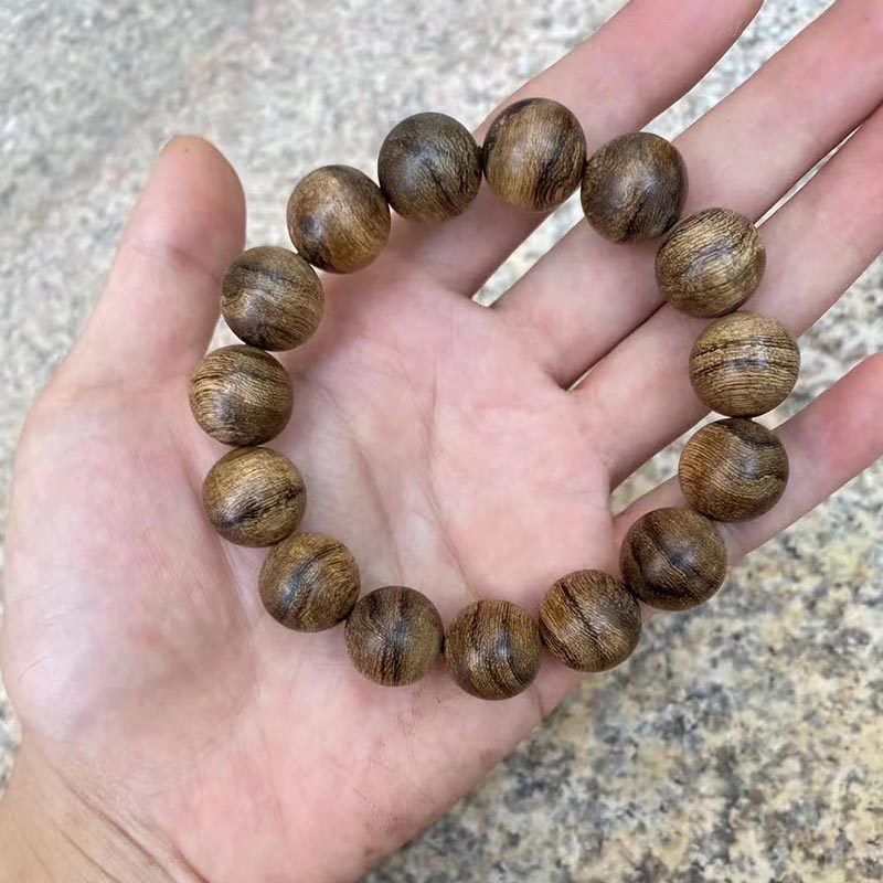 达拉干沉香油14mm佛珠手串香味天然沉香圆珠手串