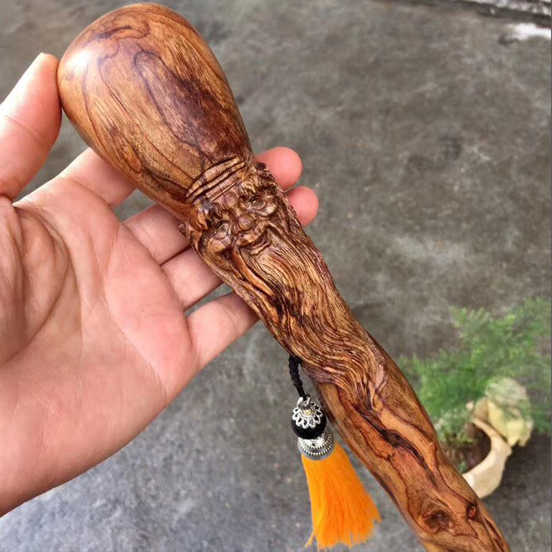 拐杖手杖寿仙实木寿星拐棍老人海南黄花梨木质摆件