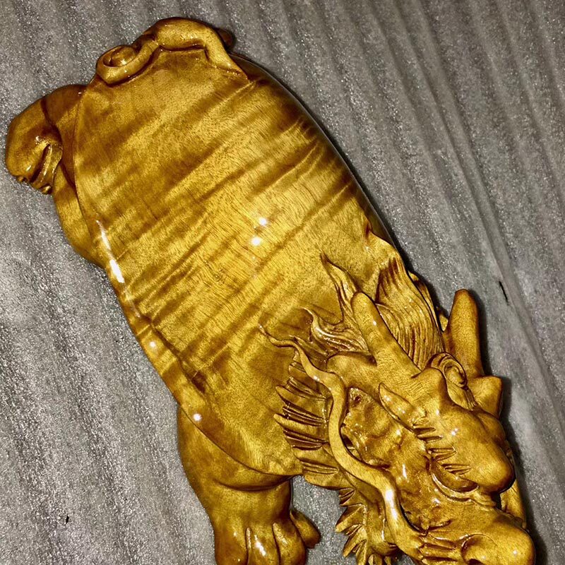 龙龟又见金丝楠木小叶桢楠摆件家居客厅云彩摆件