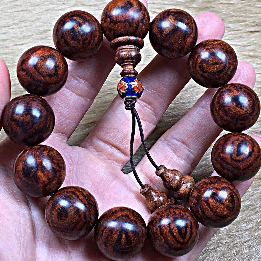 海南黄花梨手串小蜘蛛纹老佛珠男女女款木制手链手串