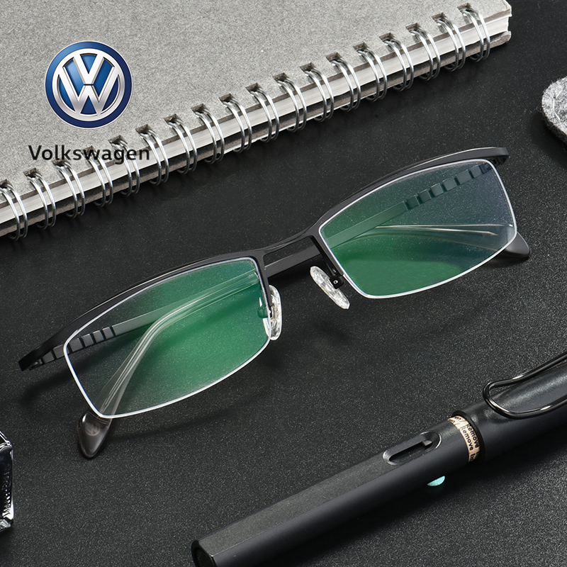 德国大众volkswagen商务眉线半框配成成品近视变色眼镜架