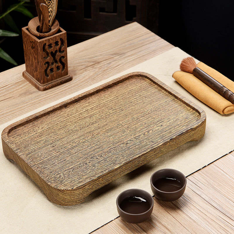 整块鸡翅木茶盘茶海简约茶托家用功夫实木干泡茶盘