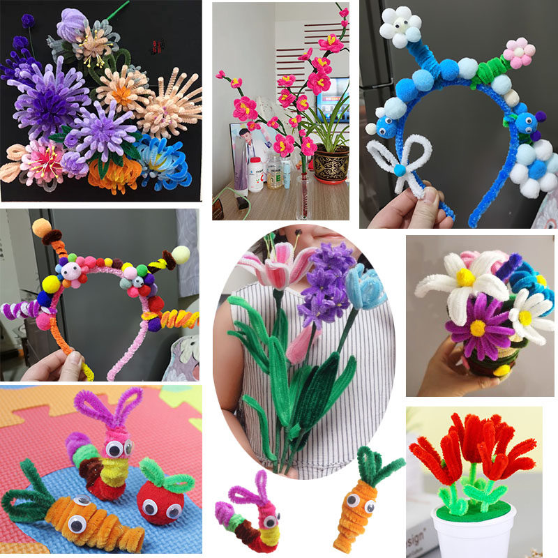 彩色毛根毛条扭扭儿童手工diy制作美术材料其他手工制作