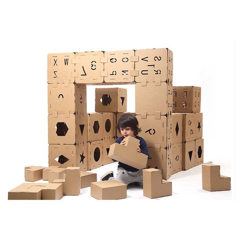 幼儿园瓦楞瓦楞纸纸板diy手工拼装俄罗斯方块积木白模填色