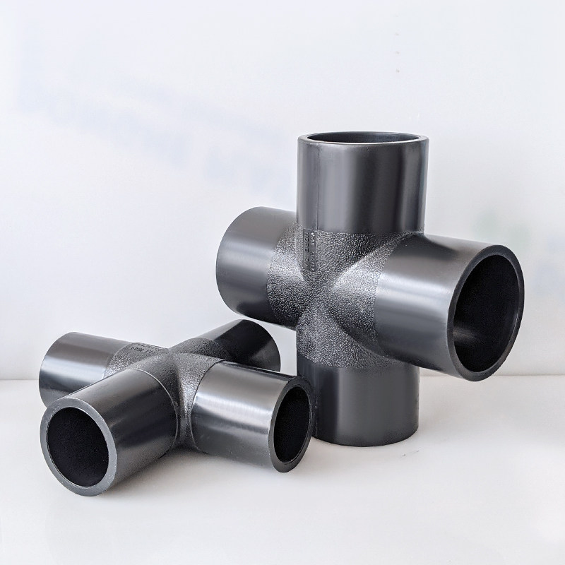pe4寸热熔对接加号十字4通焊接水管接头四通