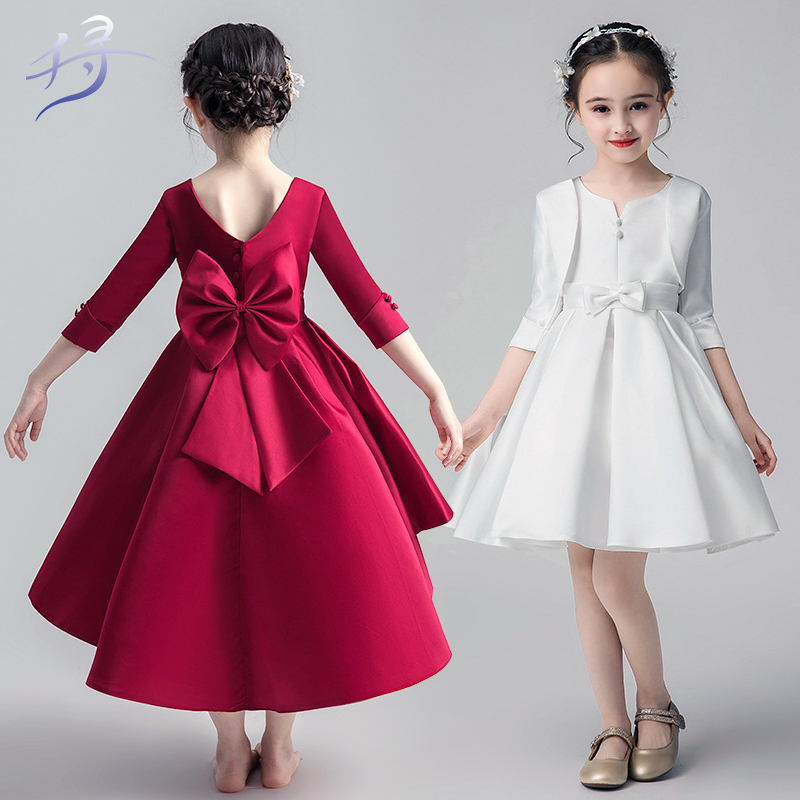 女童演出服指挥大合唱小学生小提琴缎面秋季公主礼服儿童礼服
