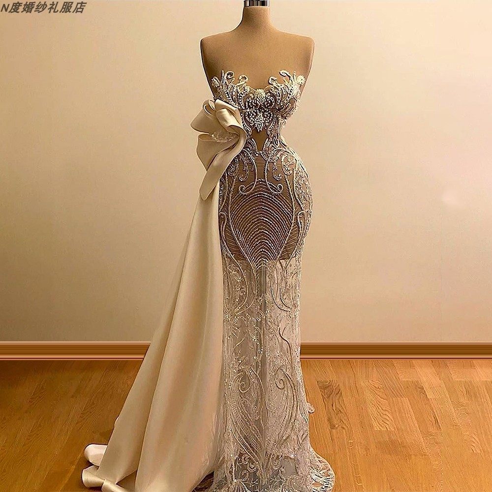 eveningdress新款定制欧美性感闪亮重工晚礼服时尚礼服