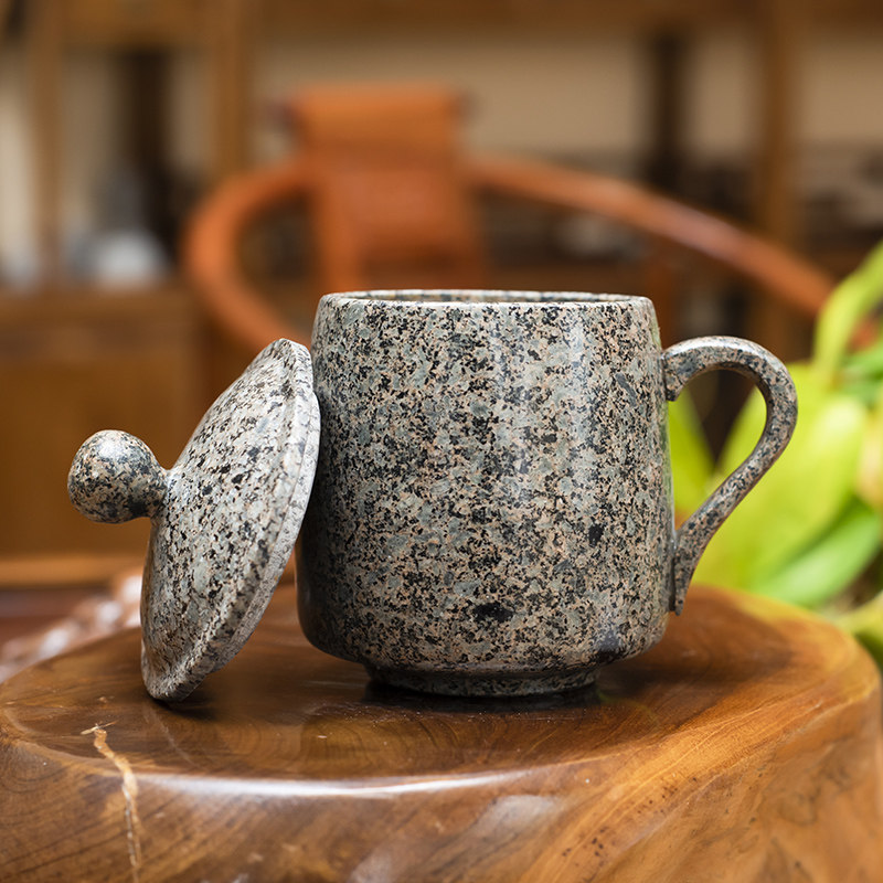 内蒙天然麦饭石水杯杯子喝水健康养生茶具礼品马克杯