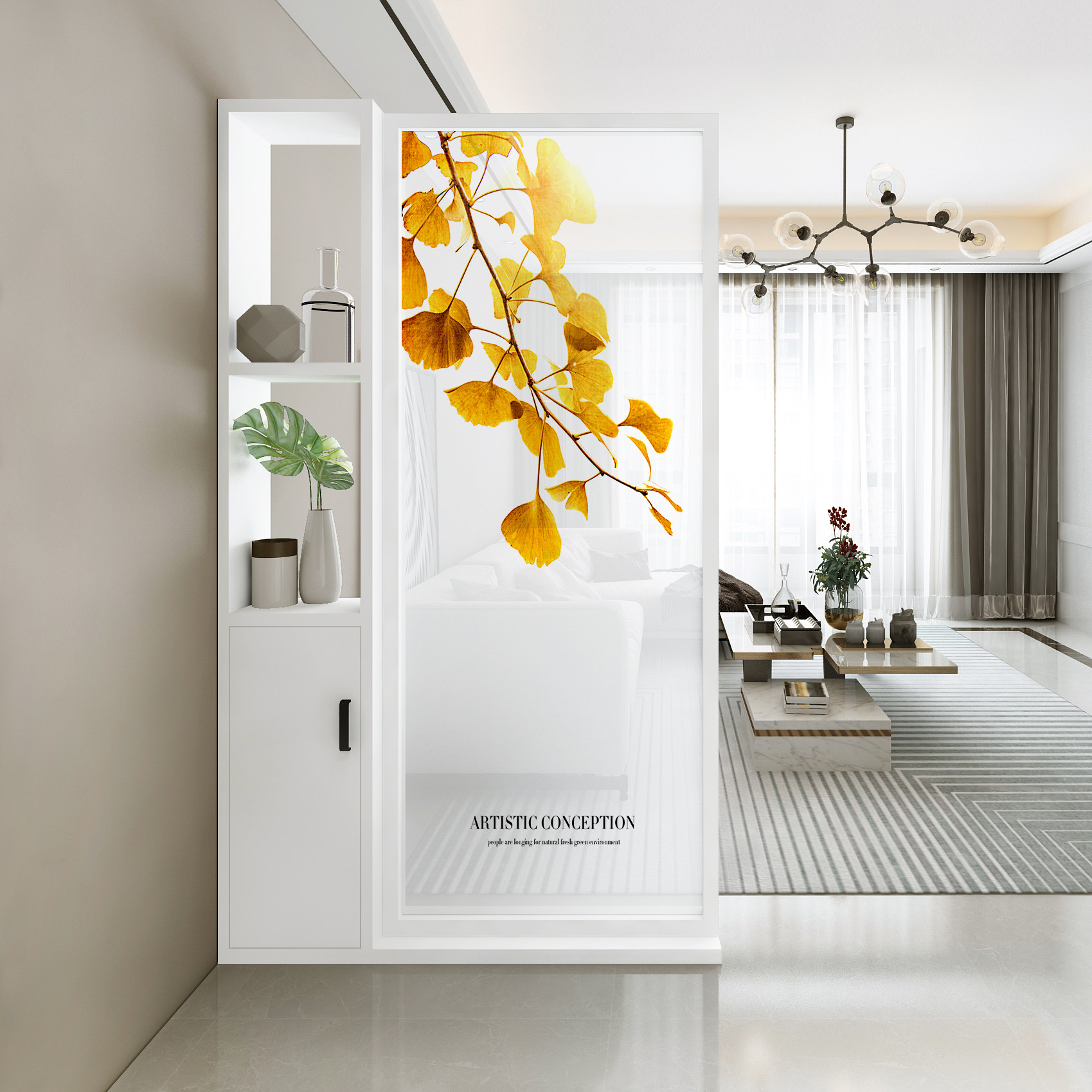 现代简约实木玄关屏风隔断置物架北欧客厅小户户型座屏