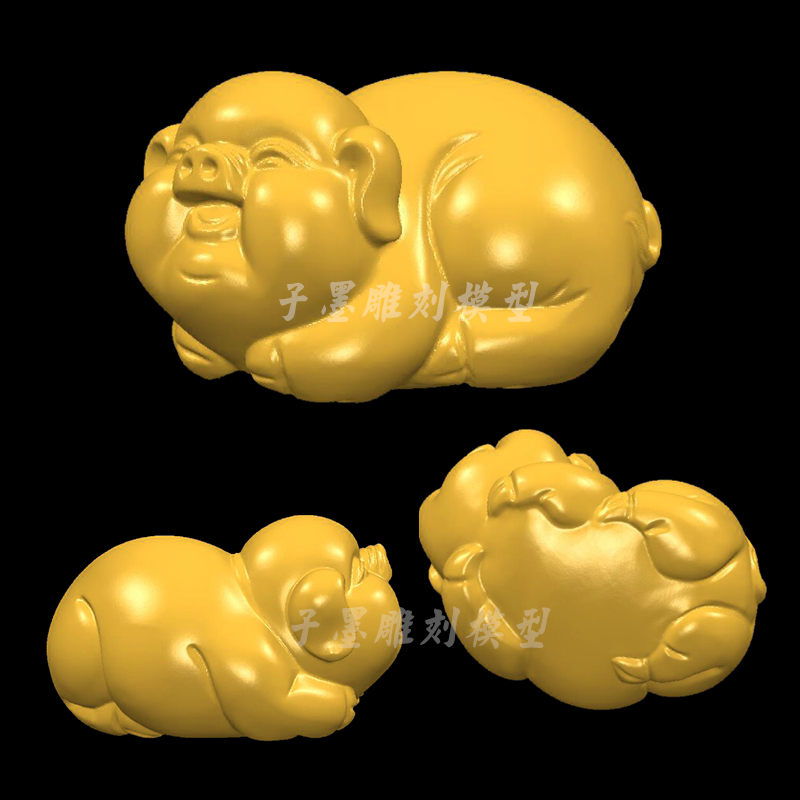 精雕图三维立体3d图 stl 圆雕图玉雕 可爱小猪福气猪 雕刻图18 - 玉绣