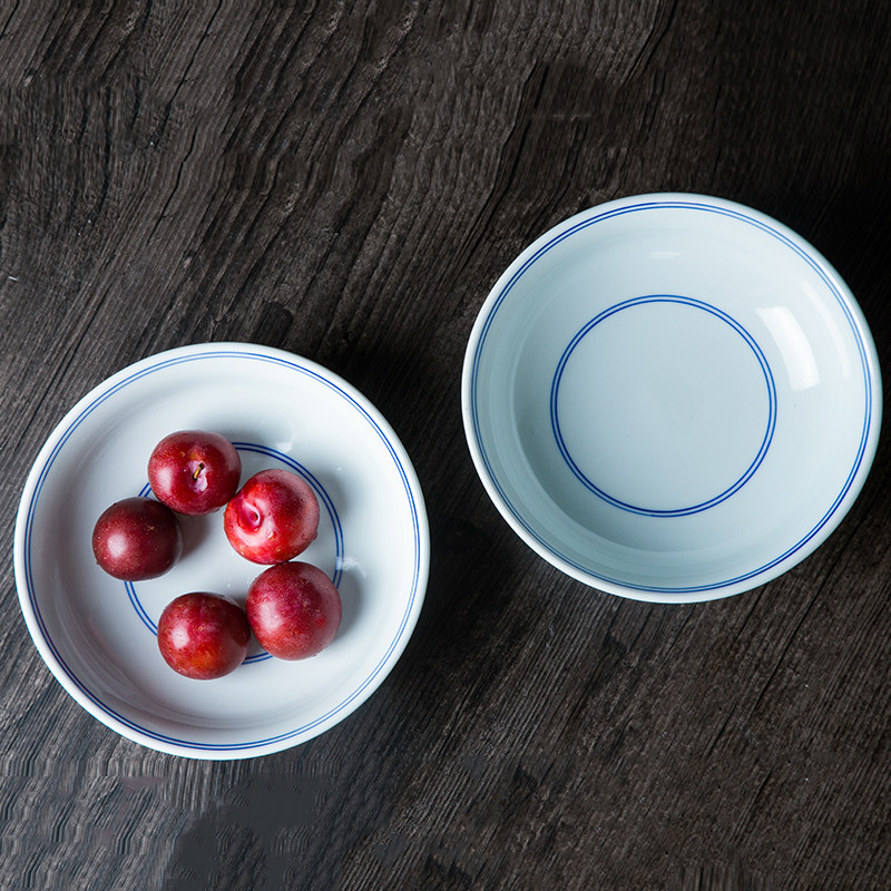 汤盆景德镇蓝边双线陶瓷汤碗中式复古大号水煮碗