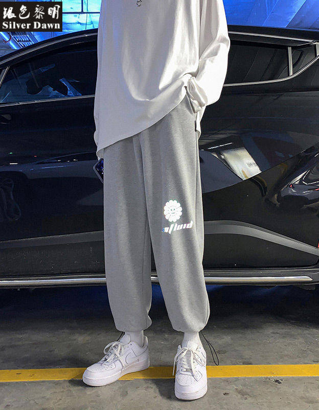 银色黎明裤子男韩版潮流宽松束脚休闲针织卫裤户外休闲裤