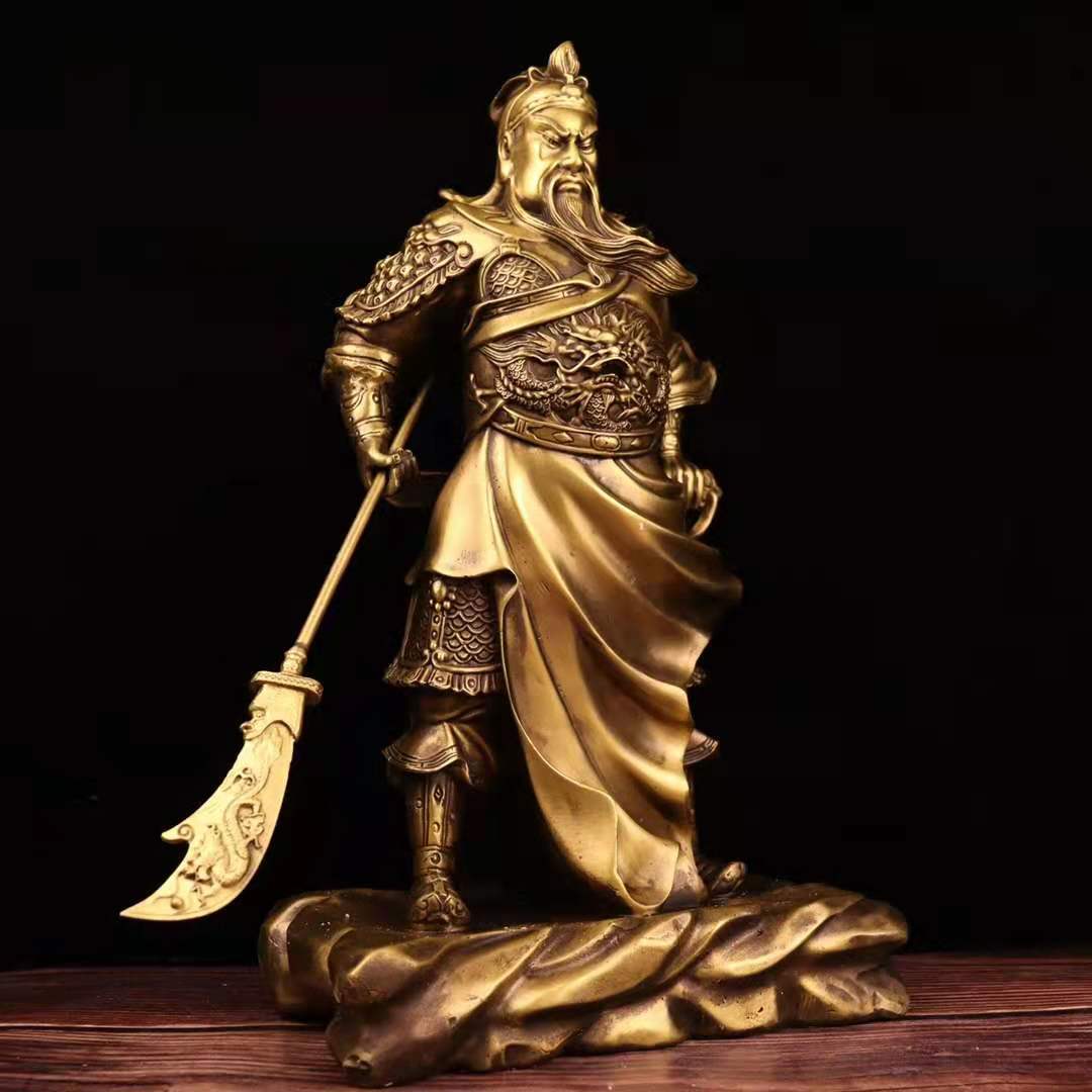 纯铜关公摆件武财神提刀关帝铜像二爷关羽佛像摆件