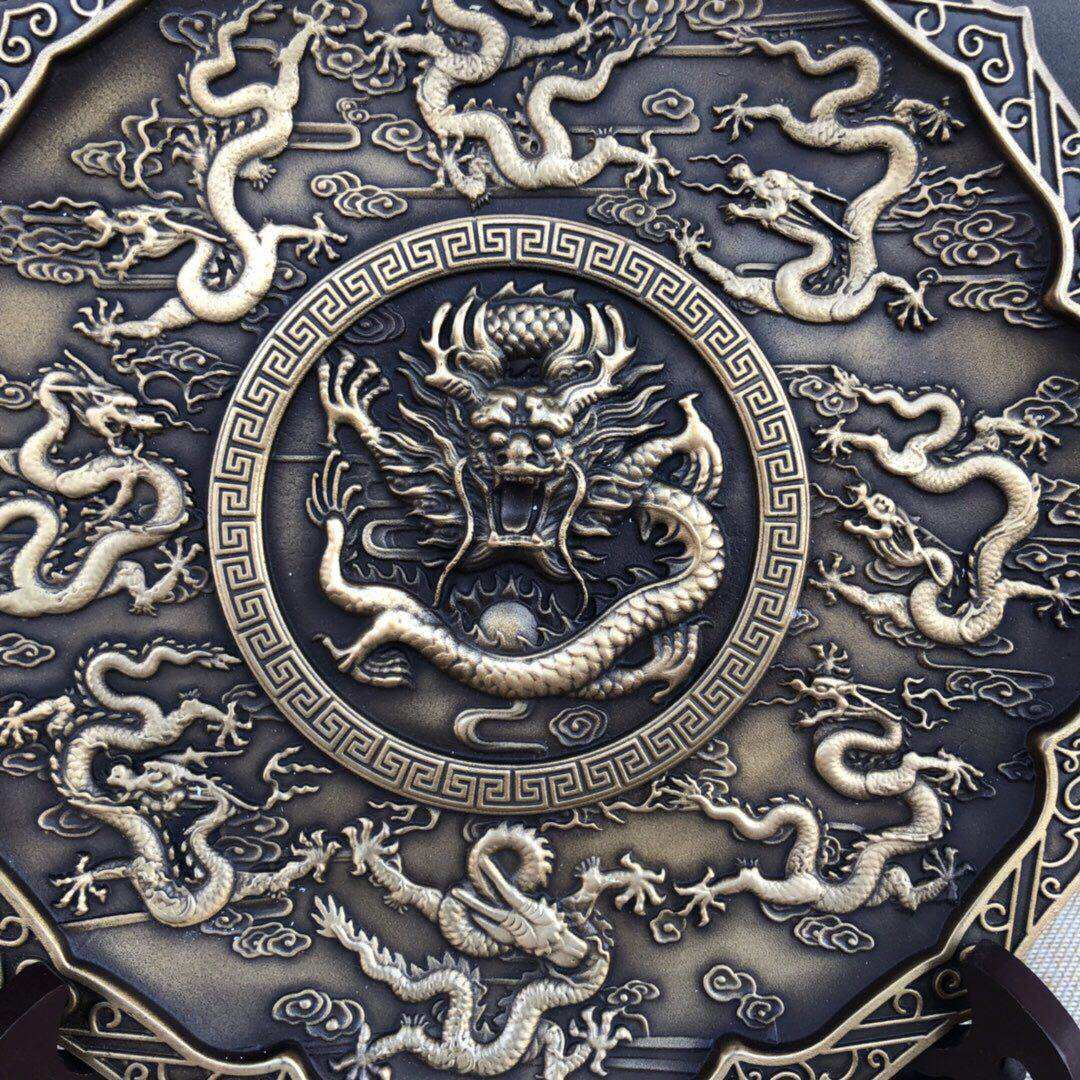 九龙摆件纯铜复古中国国风家居饰品客厅玄关装饰摆件