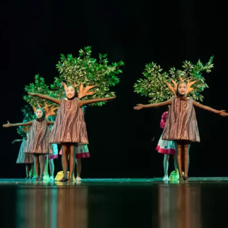 儿童大树舞蹈演出服小树苗环保树木木森林幼儿话剧民族服装