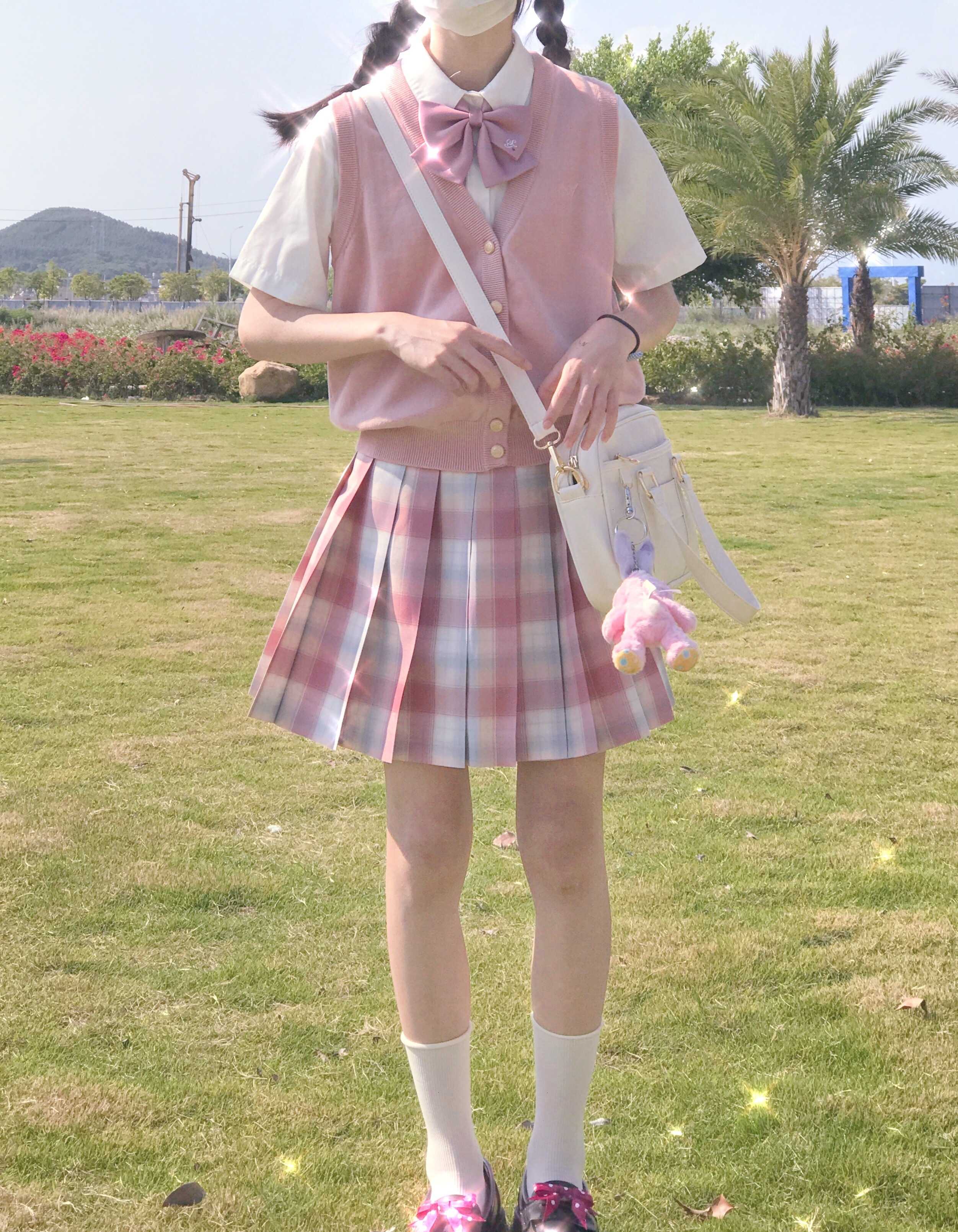 小椿日本jk制服学生高腰格子日系百褶裙百折学生校服