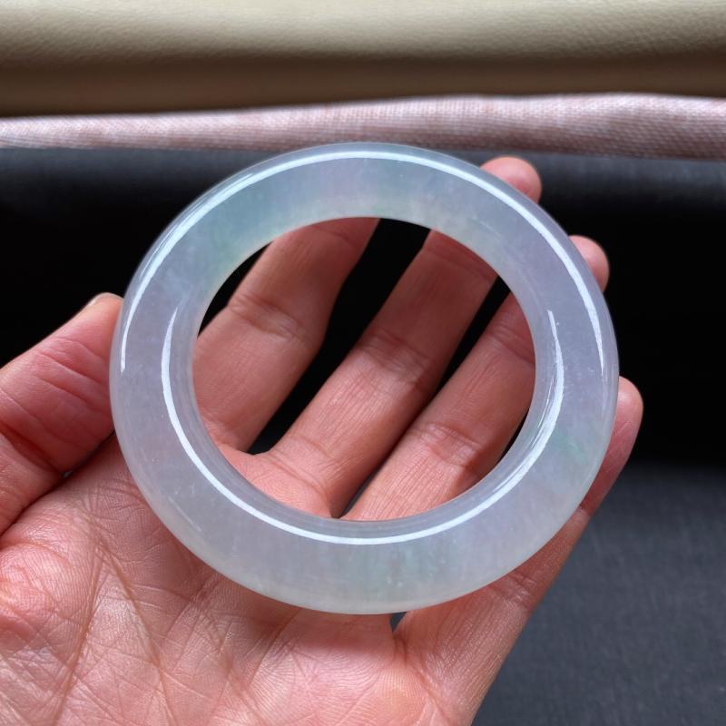 翡翠逸之绿正58圈手镯平安冰种天然老坑缅甸手镯