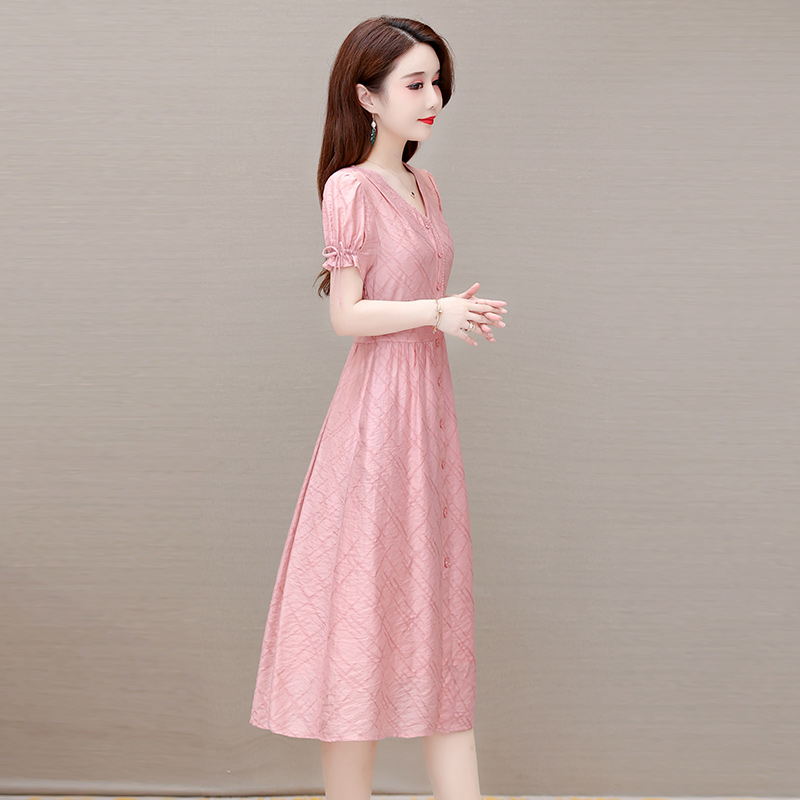 高端奢华天丝连衣裙夏天今年流行裙子高贵夫人减龄洋气质妈妈40岁