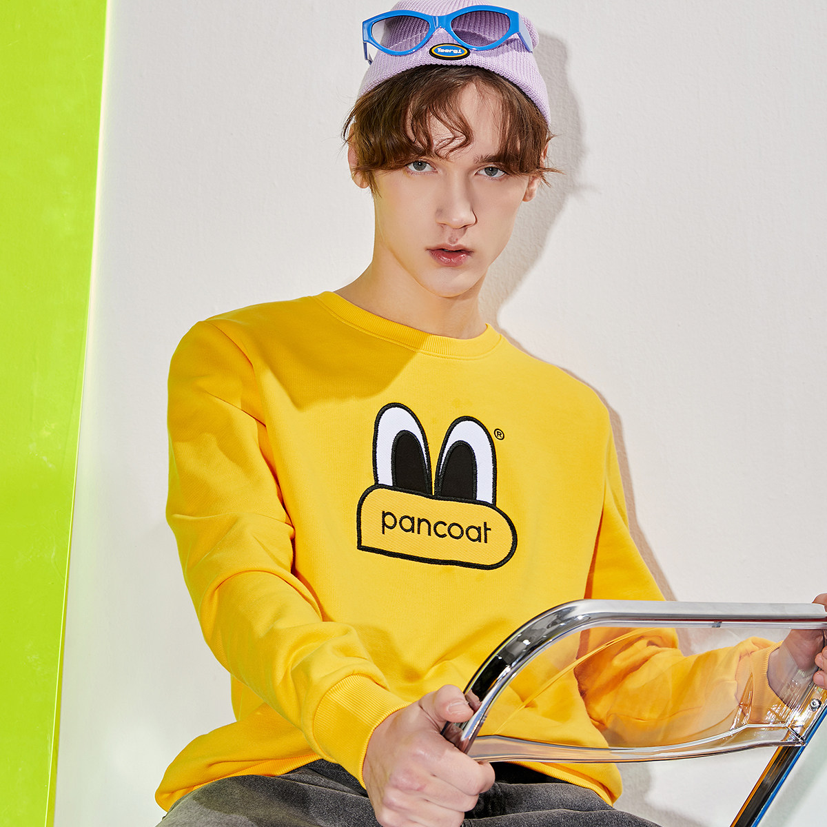 pancoat男士卫衣2021春秋秋季新款潮牌大眼睛绣花卫衣