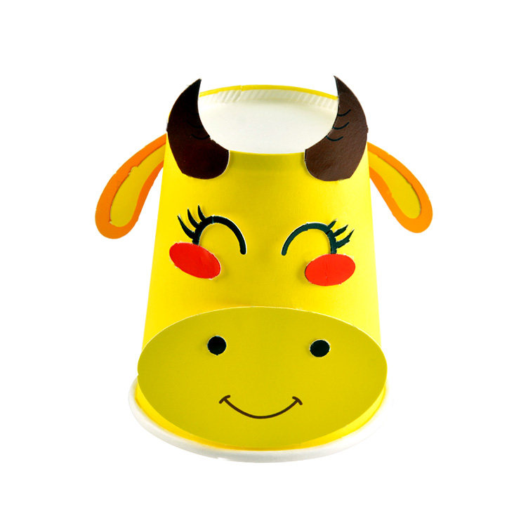 儿童3d立体纸杯贴画杯子卡通动物幼儿园手工手工创意粘贴类