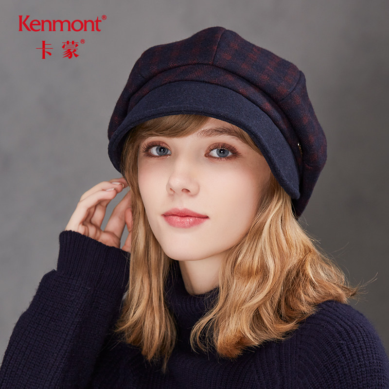 卡蒙韩版潮子女冬天托堆堆呢帽英伦毛呢帽帽子