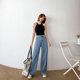 Fleece wide-leg jeans women's straight loose 2020 autumn and winter new slim and versatile high-waisted drape mopping trousers Fleece wide-leg jeans women's straight loose 2020 autumn and winter new slim and versatile high-waisted drape mopping trousers