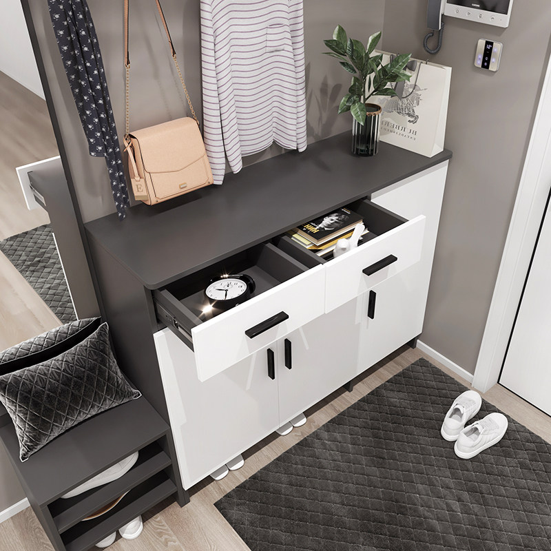 轻奢入户衣帽穿衣镜换鞋组合鞋柜简约进门带抽鞋柜