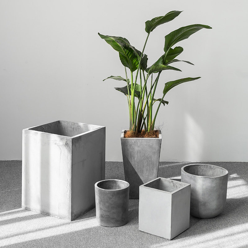 【最新折扣价118元】水泥花盆北欧风格客厅室内装饰落地花盆长方形大