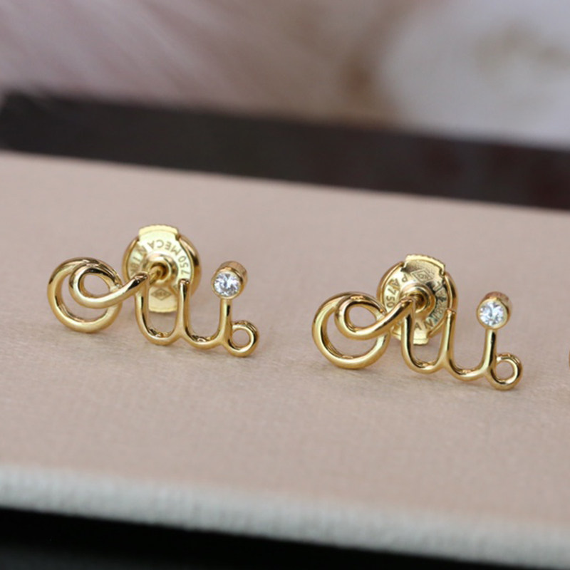 zoezebra耳钉女纯银925小巧简约字母18k金ins气质精致冷淡风