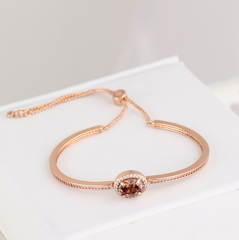 手环henribendel镶嵌闪亮椭圆形锆石吊坠拉豆抽绳手镯