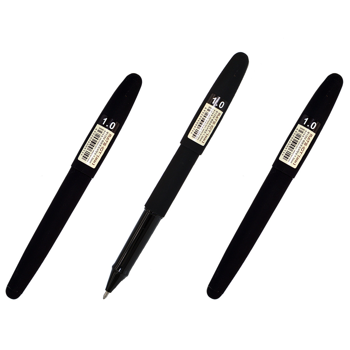 0mm粗笔杆办公签字笔子弹头加粗笔芯插盖式磨砂练字水笔黑色12支装b