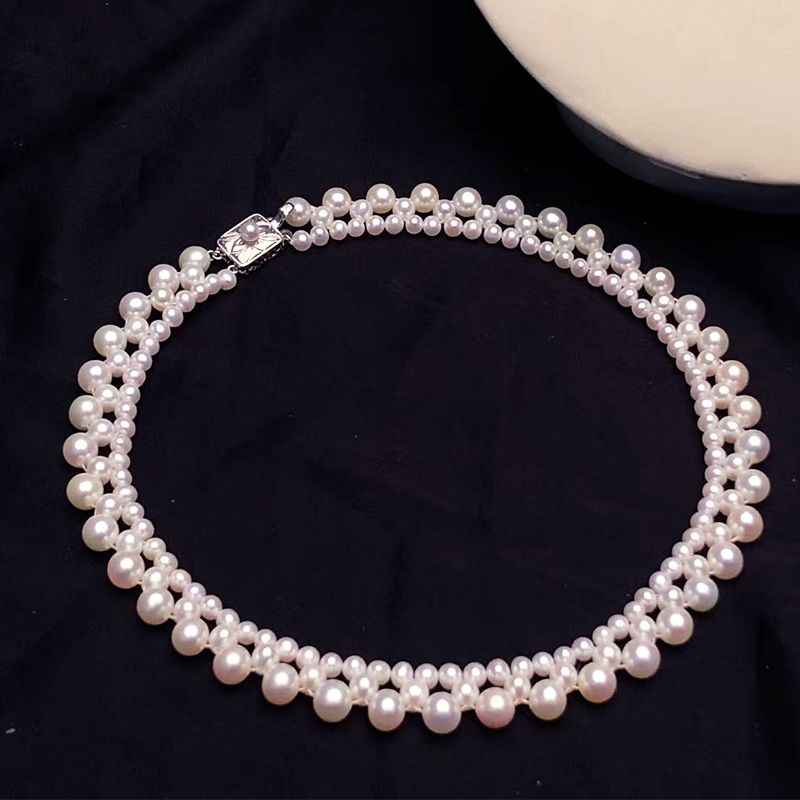 三层珍珠项链年轻款热微博之夜纯银时尚高级颈饰