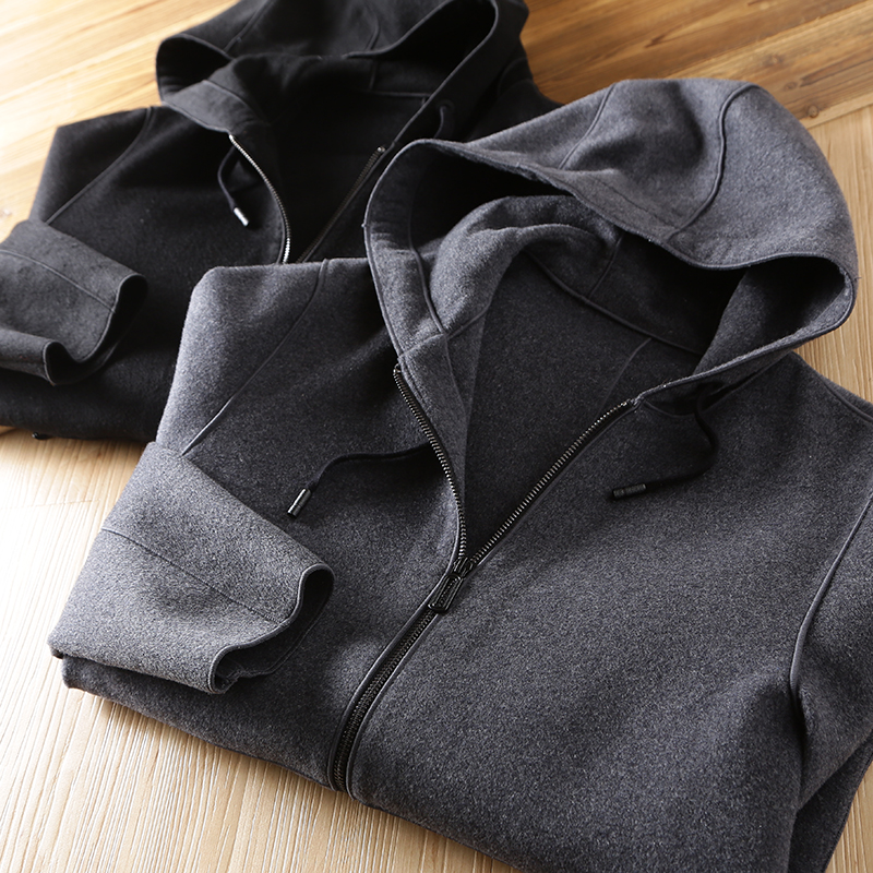 难得一见的牛货！57羊毛！外贸剪标尾货纯色连帽毛呢夹克大衣外套