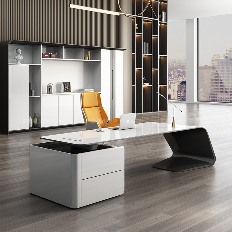 轻奢烤漆老板简约现代大班台总裁书房电脑桌经理大班台