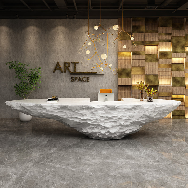 创意异形艺术艺术玻璃玻璃钢烤漆前台收银台酒店大堂接待台