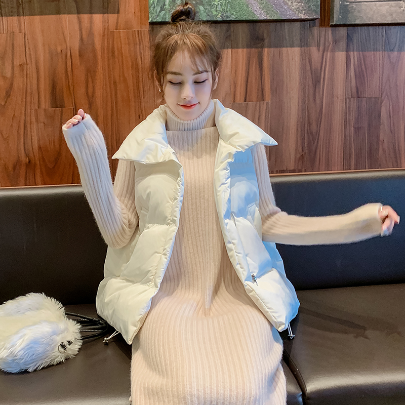 2021年秋冬季新款坎肩外穿羽绒棉服马甲女士宽松短款马夹背心外套