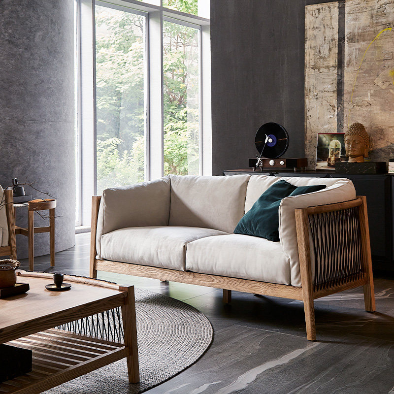 北欧实木沙发组合现代简约客厅设计师布艺沙发风格家具实木沙发