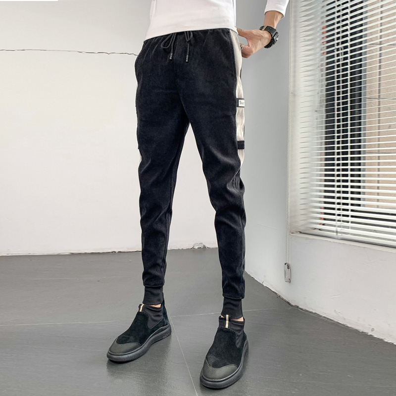 2022秋季新款潮牌百搭修身小脚裤休闲长裤子男潮流痞帅网红灯芯绒