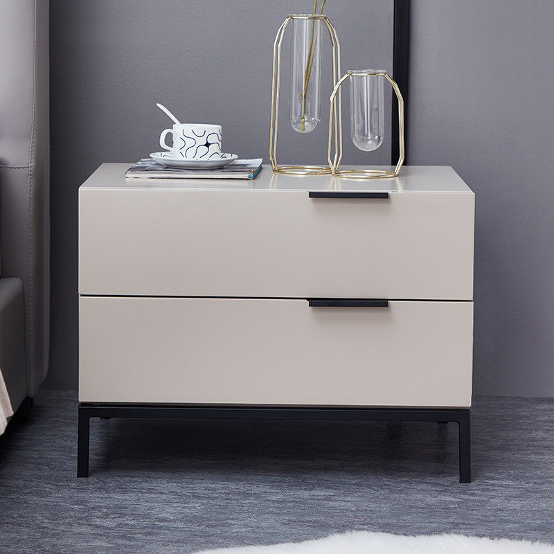 床头柜现代简约储物柜北欧卧室多功能床边柜子白色烤漆床头柜
