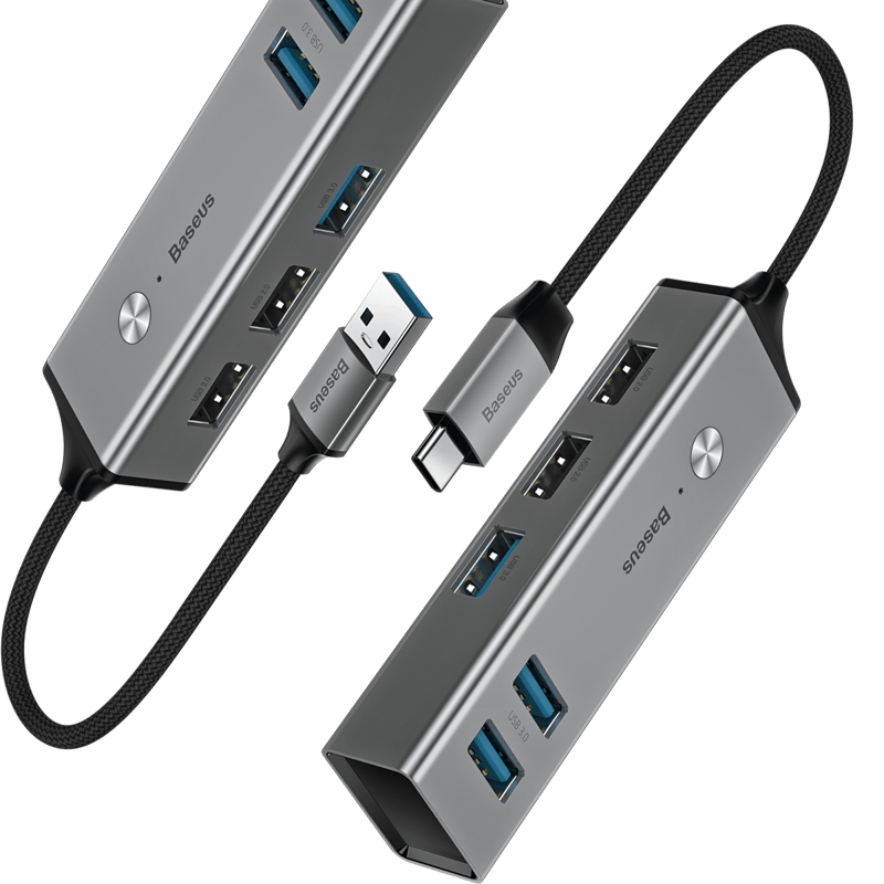 倍思usb30分线一拖macbook苹果笔记本电脑typec转接头多功能手机数据