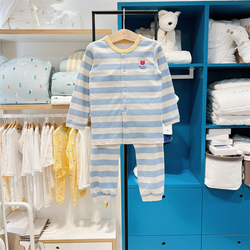 bluedog蓝狗韩国童装代购20231款儿童条纹全棉套装