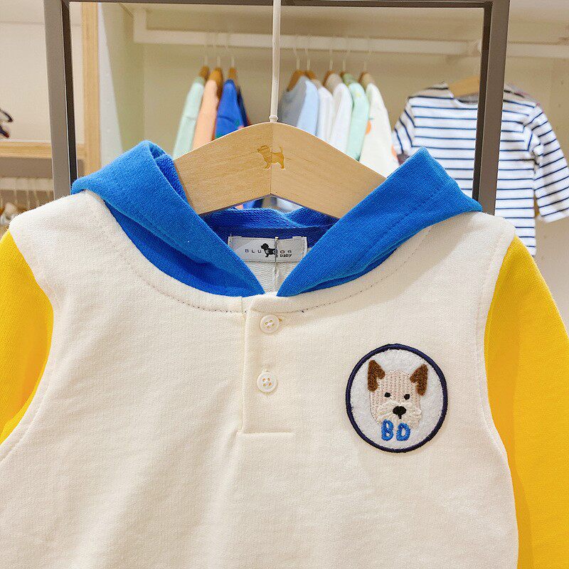 打折折款bluedog蓝狗韩国童装代购儿童韩版拼接连t恤