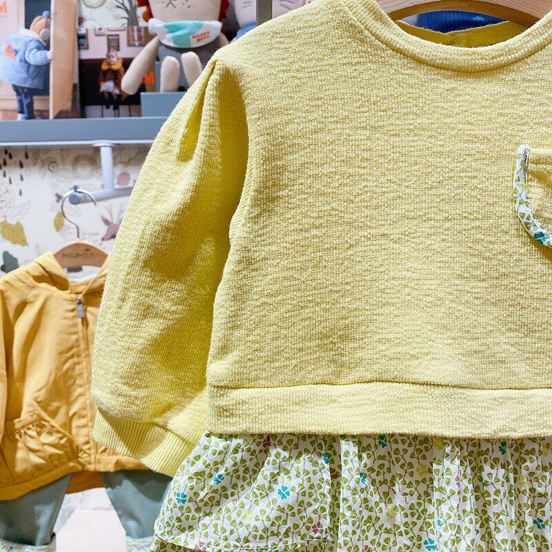 打折moimoln小云朵韩国童装代购春款女童韩版拼接连衣裙