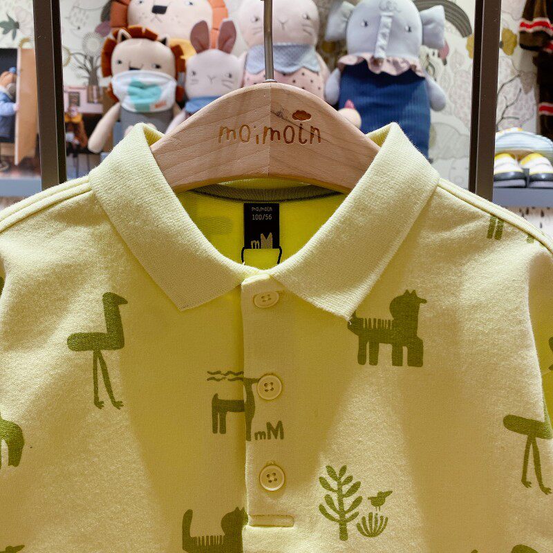 打折moimoln小云朵韩国童装代购2021男童帅气翻领t恤