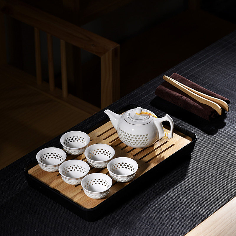 功夫茶具套装家用简约办公竹制竹子小号带茶盘一人用茶海茶台托盘