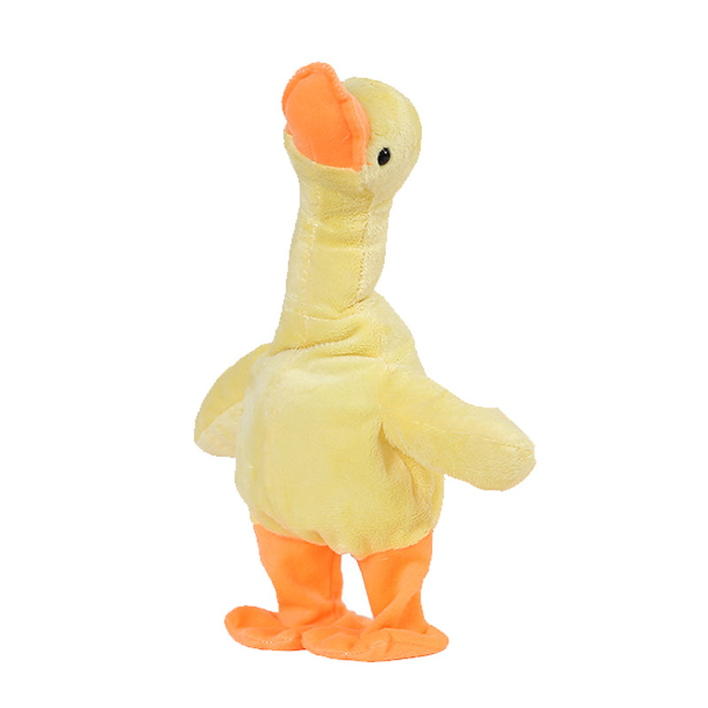 沙雕网红同款脖子惨叫小黄鸭学说说话走路会唱毛绒布艺类玩具
