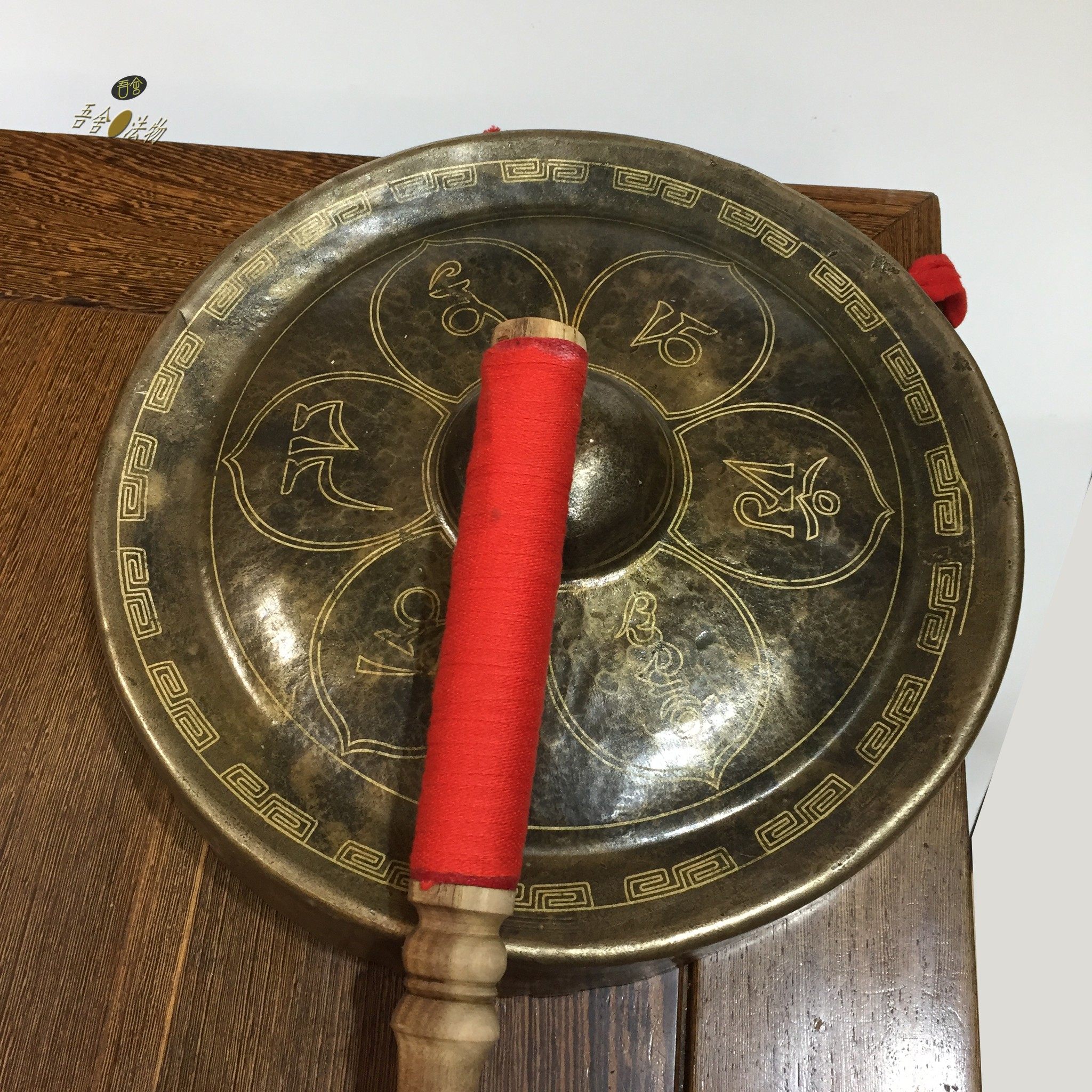 铜锣纯铜包锣六真言手锣30公分手工青铜道家用品手锣