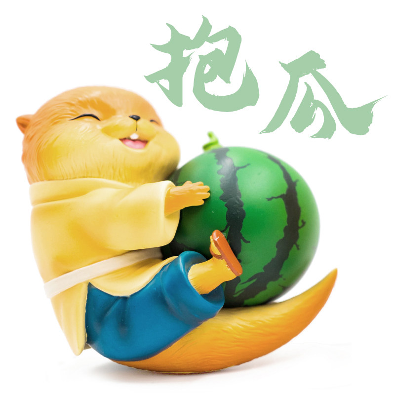 正版授权知鱼系列水獭先生抱瓜手办桌面摆件手办